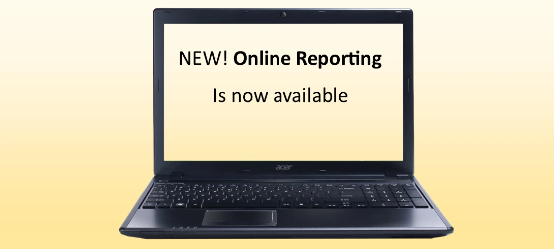 picture of a laptop displaying Online Reporting