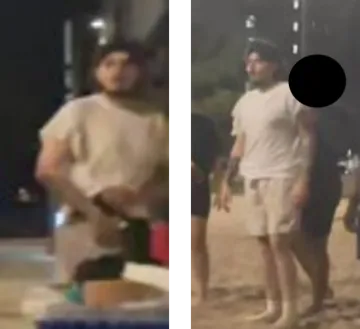 Two low resolution still images from a video taken by a witness at the shooting 